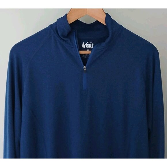 Rei Co Op Quarter Zip Tech Top Size Medium Blue Active Hiking Packable - Picture 2 of 10